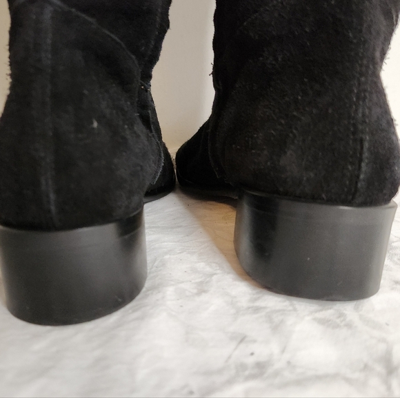 Black Suede Leather Knee High Boots - Picture 16 of 16